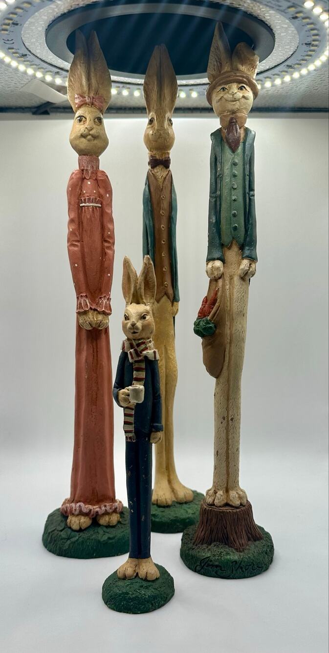 Jim Shore Pencil Rabbit Figurines 1992  4 pcs. Lot of 4.